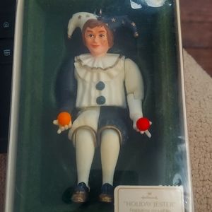 Holiday Jester movable arms and legs 1984 vintage Hallmark Christmas ornament 4"